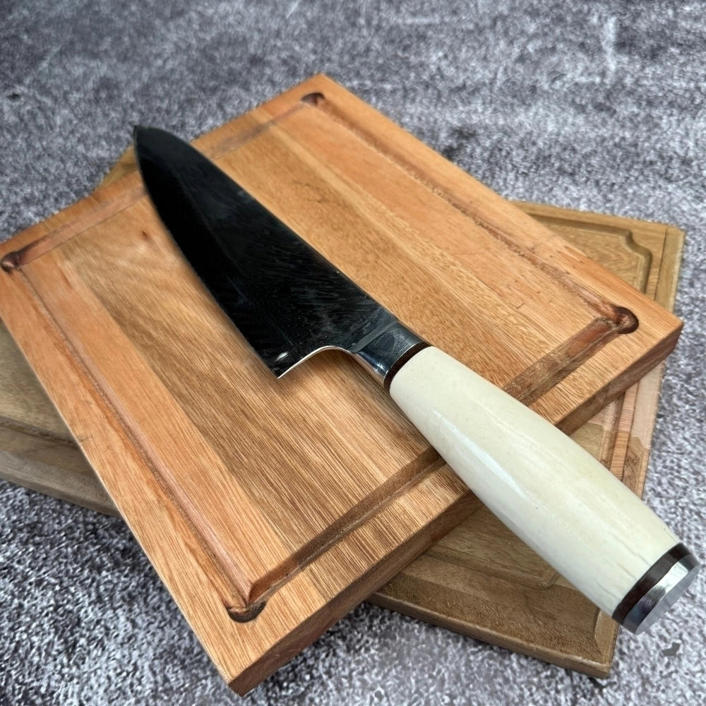 Cuchillo Acero Damasco · Hueso