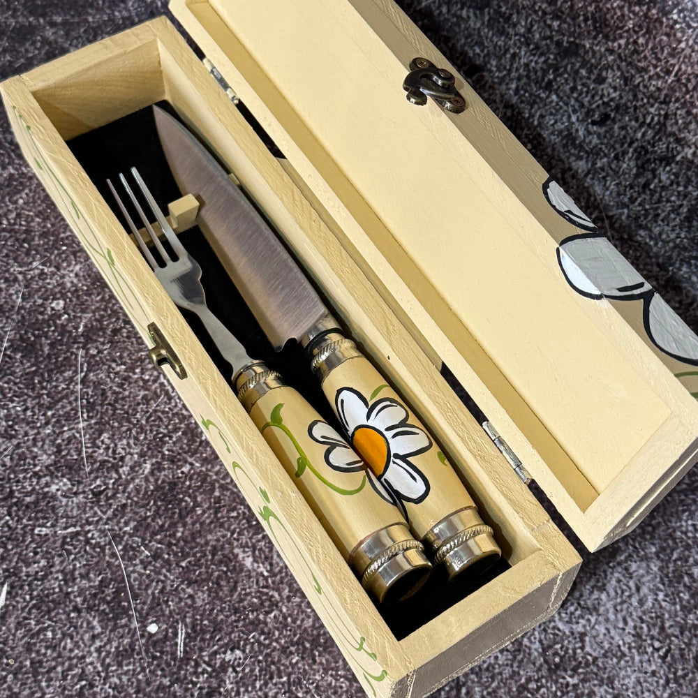 Set de Mesa Premium · Madera con Diseño Floral