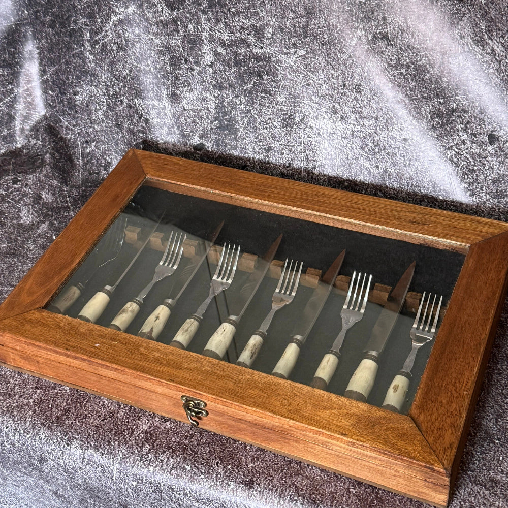 Juego de Cubiertos · Asta de Ciervo y Madera