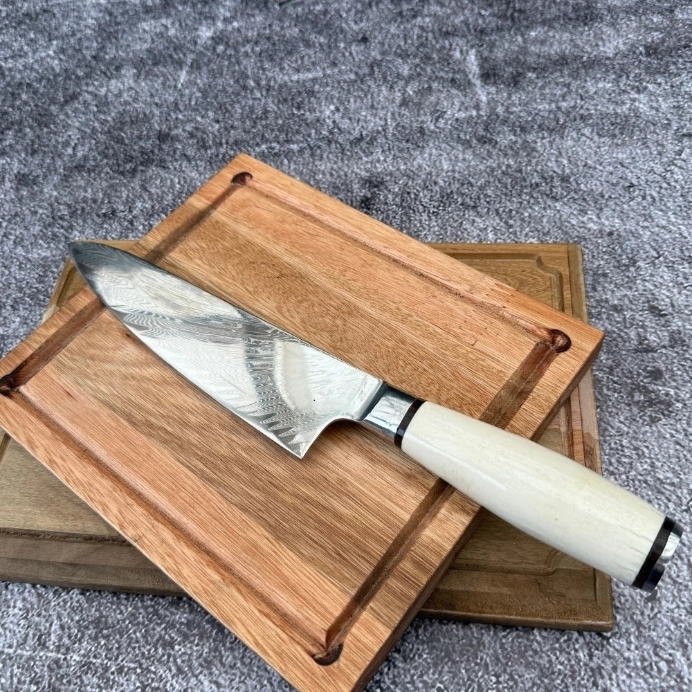 Cuchillo Acero Damasco · Hueso