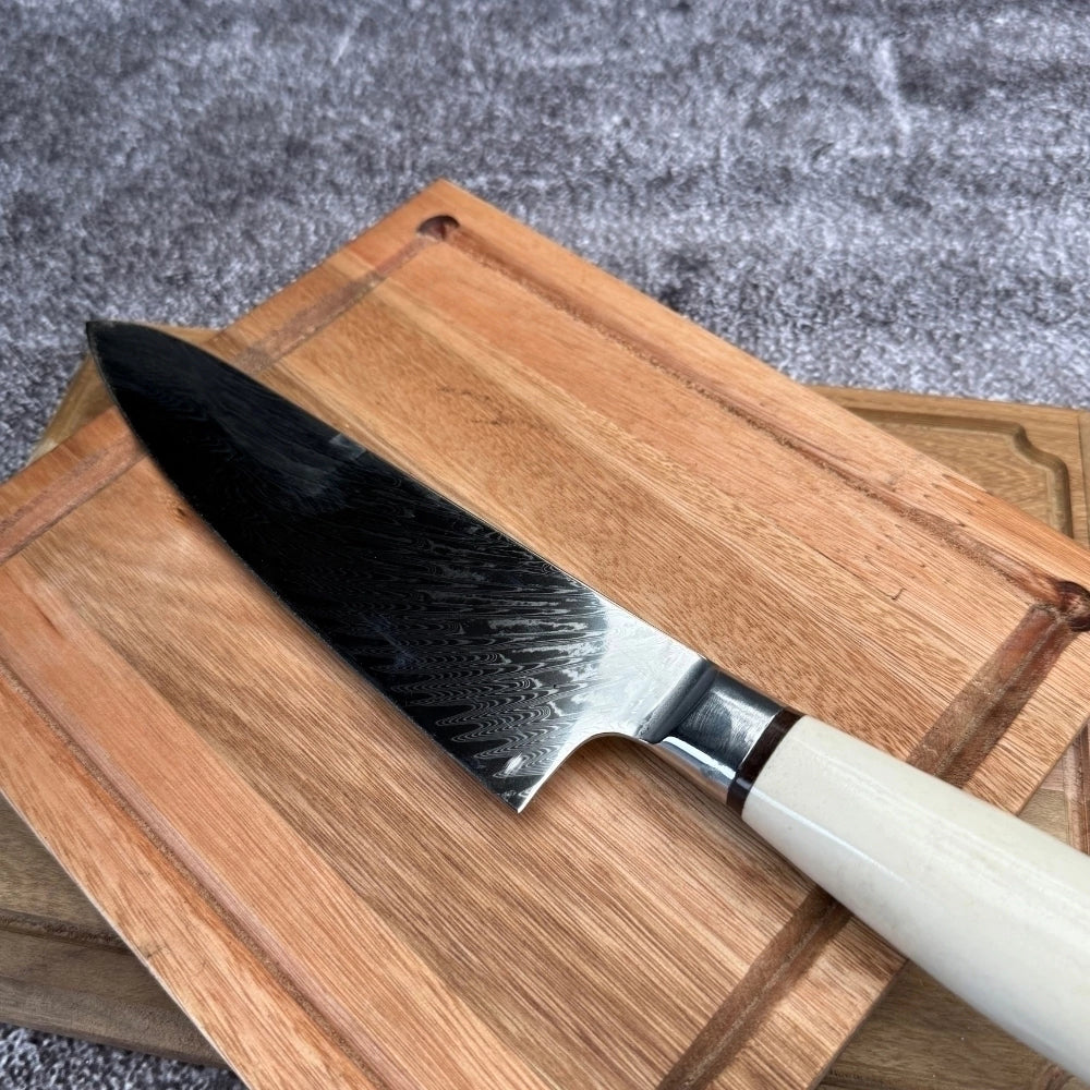 Cuchillo Acero Damasco · Hueso