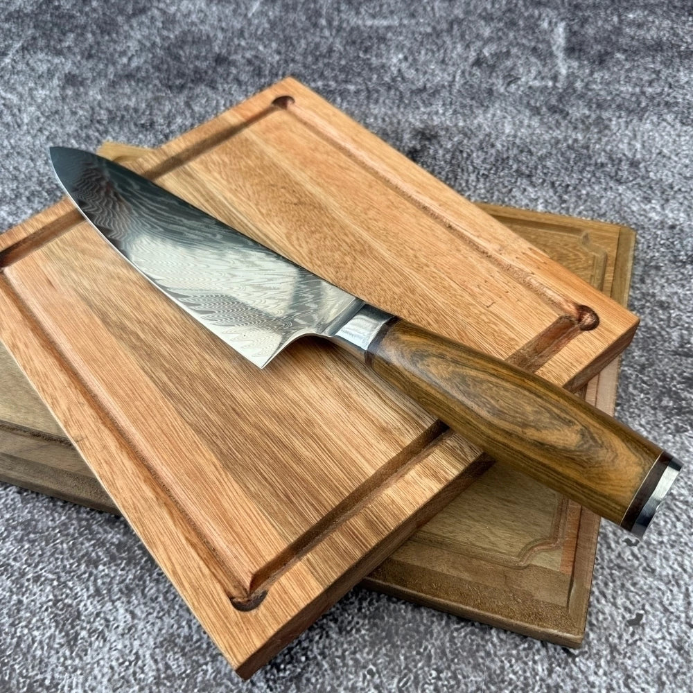 Cuchillo Acero Damasco · Madera