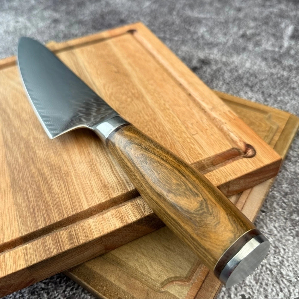 Cuchillo Acero Damasco · Madera