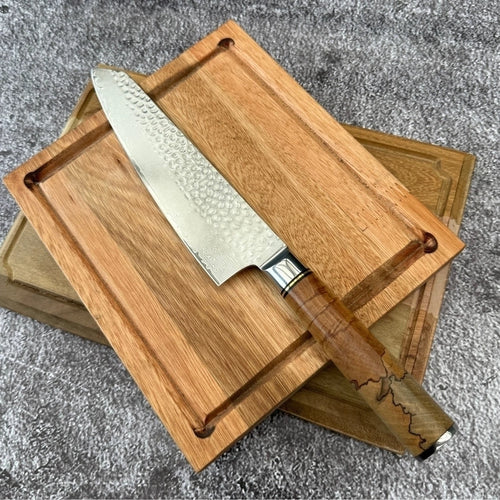 Cuchillo Acero Damasco Martillado · Madera Estabilizada