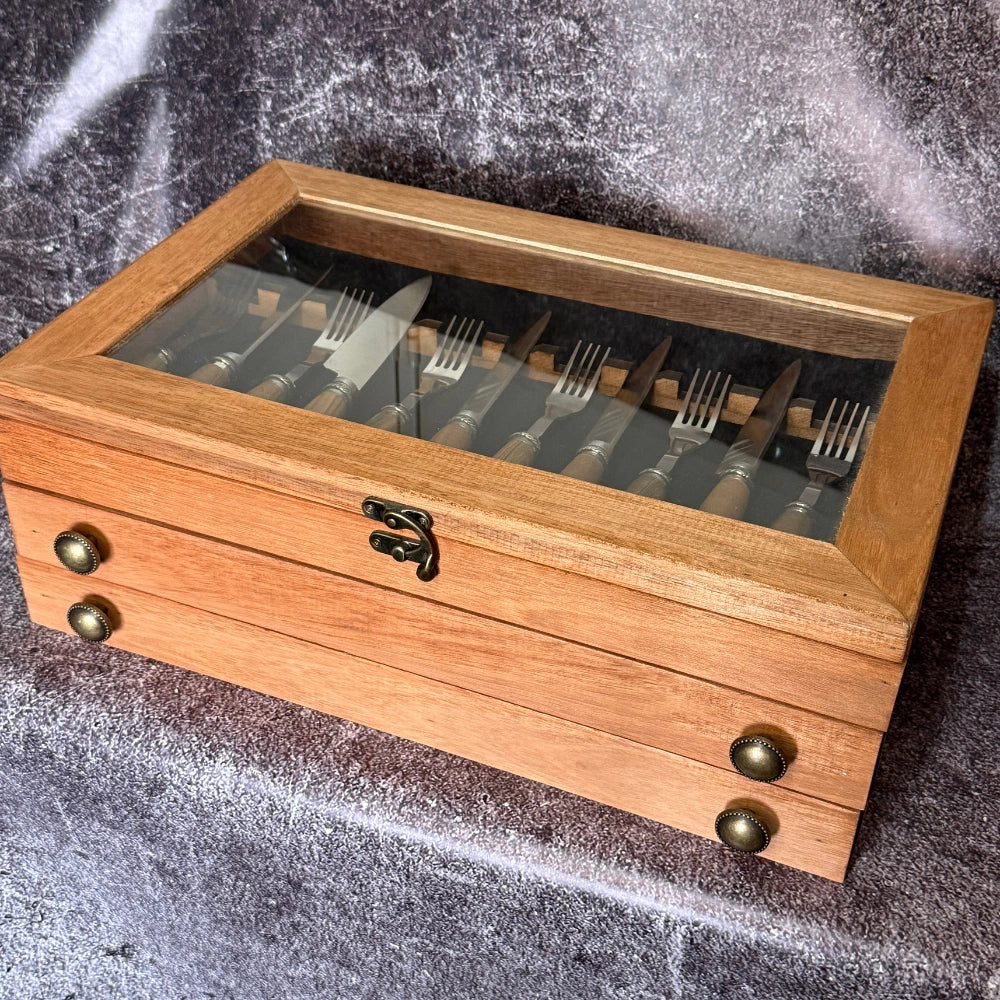 Juego de Cubiertos · Madera y Alpaca