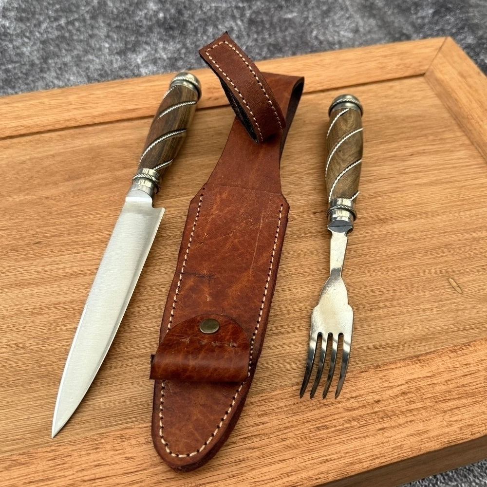 Set de Mesa · Madera Galloneada y Alpaca