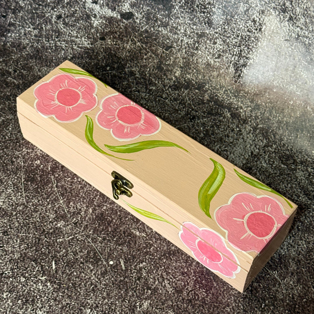 Set de Mesa Premium · Madera Natural Floral Rosa